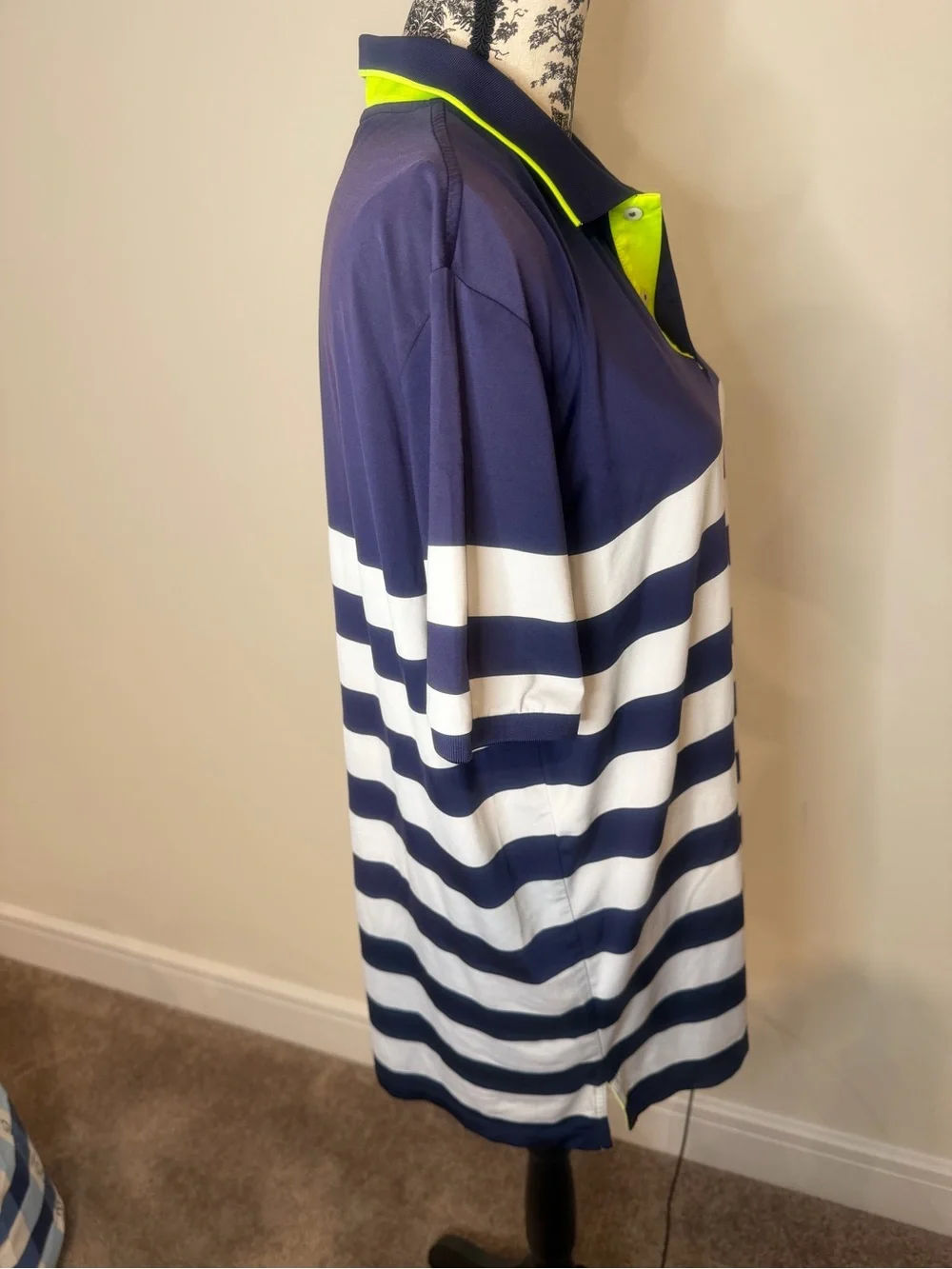 Ralph Lauren RLX Navy Polo with Neon Yellow Trim